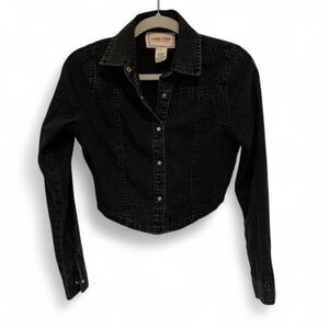 Lone Star Black Cropped Long Sleeve Button Down Shirt Size Small